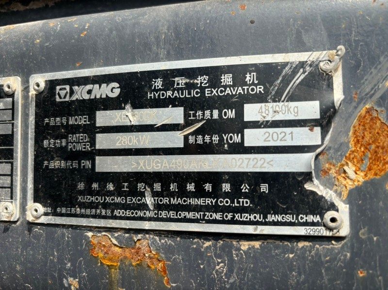 Used XCMG XE490D Large Excavator (2019, 4800 Hours) - Stock No. 02722